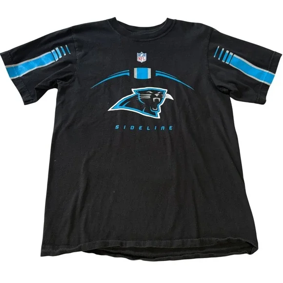 Vintage Reebok NFL Carolina Panthers Sideline T-Shirt Black Football Tee  Medium