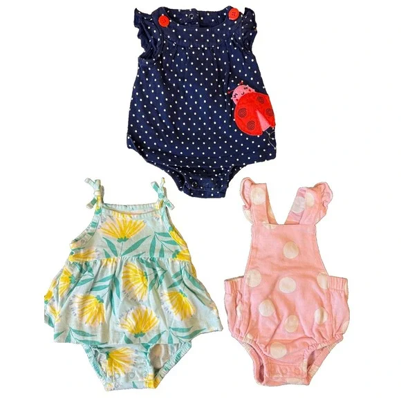 Carters Baby Girl Clothes Lot 3 Months Rompers Dresses Outfits Summer Polka‎ Dot