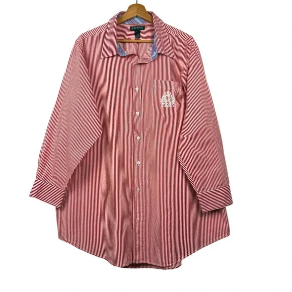 Lauren Ralph Lauren Mens Long sleeve ButtonUp Shirt L/XL Coastal Nautical Preppy
