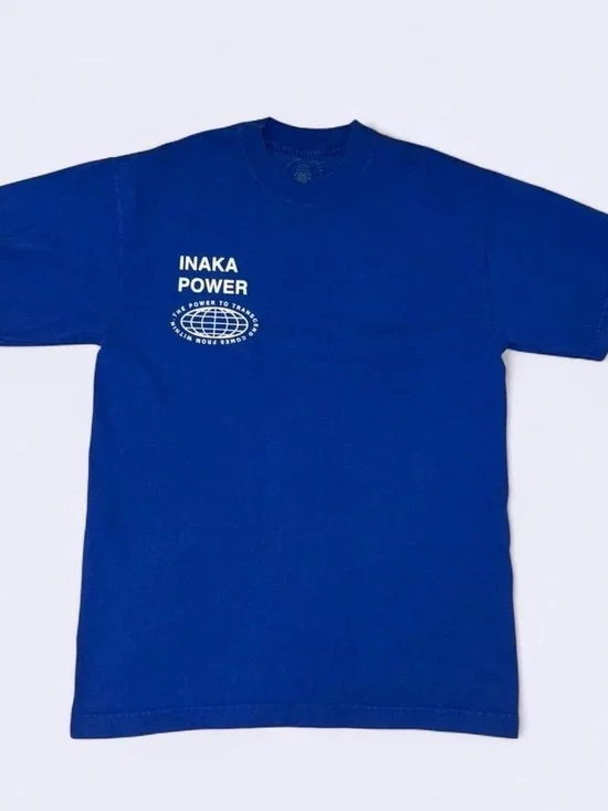 INAKA POWER Blue Graphic Tee Globe Logo Streetwear