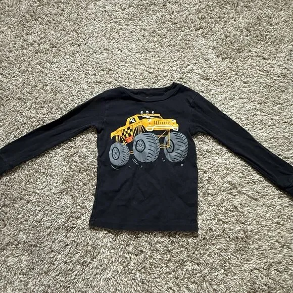 Carters Just One You Boys 5T Monster Truck Pajama Top Black Long Sleeve