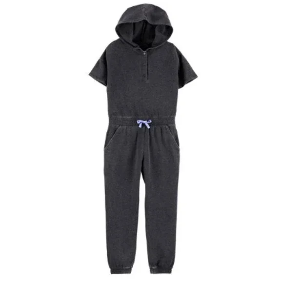 Carter's‎ Kid Hooded French Terry Jumpsuit Girl's Size 8 in Dark Gray