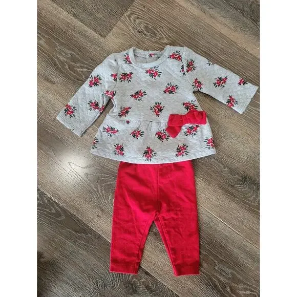 Carter's Baby Girl Christmas Winter Red Outfit Sweater and‎ Pants 3 Months #7