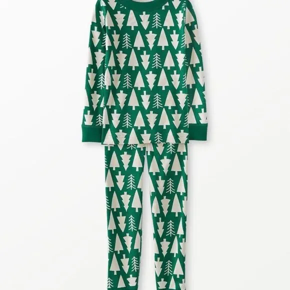 Hanna Andersson Forest Green Tree Pajama Set Sz 120cm