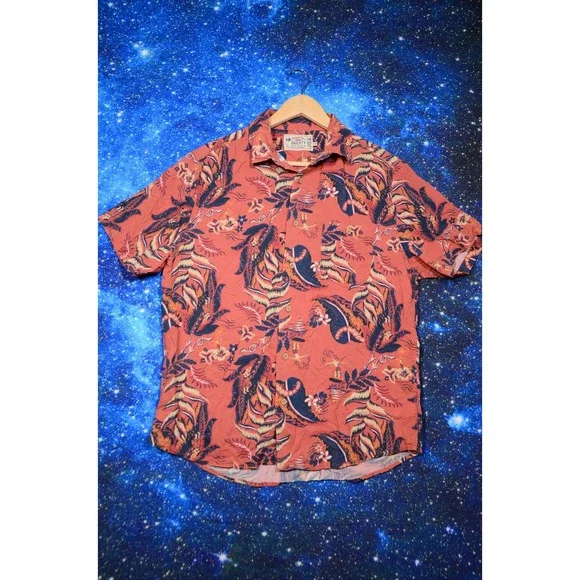 Faherty Shirt Mens Large Red Hawaiian Floral‎ Print Camp Button Up Huckberry