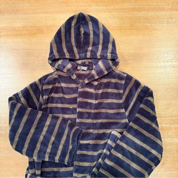Tucker + Tate Kids’ Hooded Plush Robe Navy Eclipse‎ Stripe Size 10/12