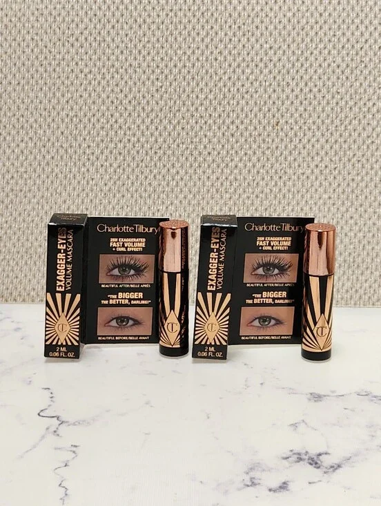 2 Charlotte Tilbury Exagger-Eyes Volume Mascara Mini Size .06 oz
