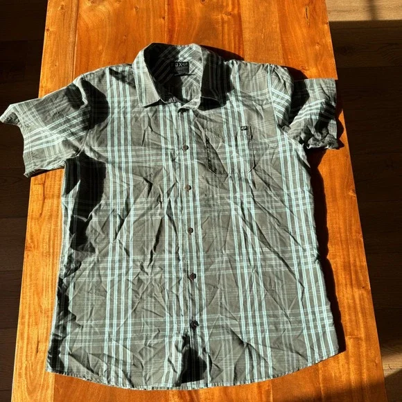 Fox Men's Green/Blue Plaid Short Sleeve Button Up Shirt Size XL