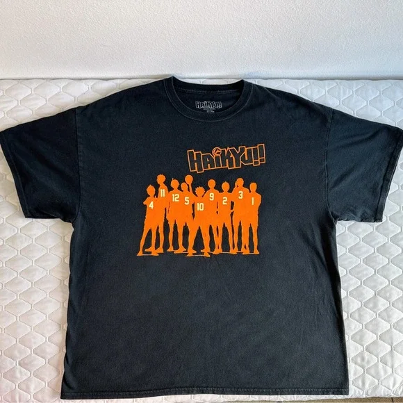 Haikyuu!! Karasuno Team Graphic Tee Men's XXL Black Orange Official Crunchyroll