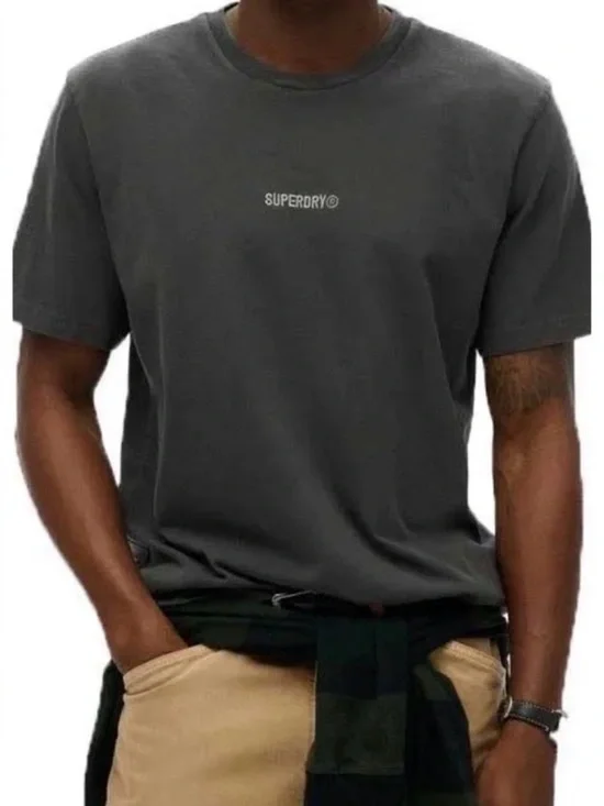 Superdry Micro Logo Tee Olive Green Pink Letters Short-Sleeve casual 2XL Relaxed