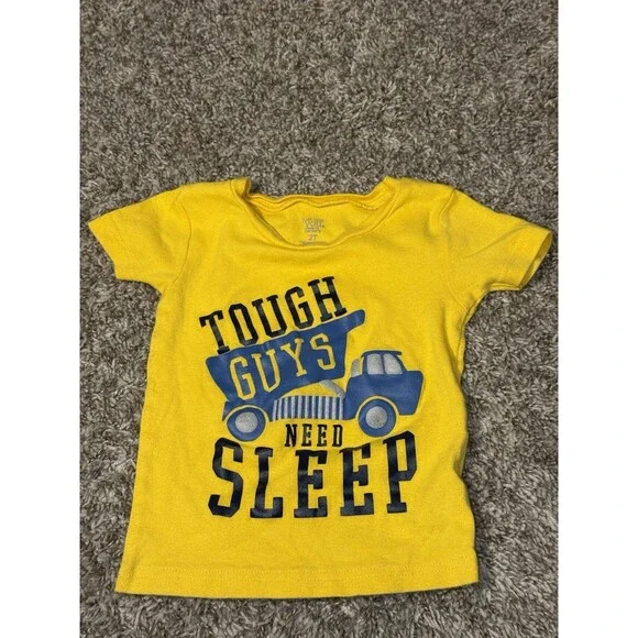 Carter’s Toddler Boy T-Shirt Yellow “Tough Guys Need Sleep” Graphic Size 2T