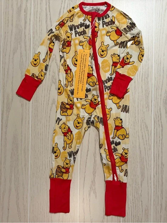 Yaritza Boutique Bamboo Sleeper 12-18M Unisex Winnie Pooh‎ 2 Way Zip Pajamas NWT