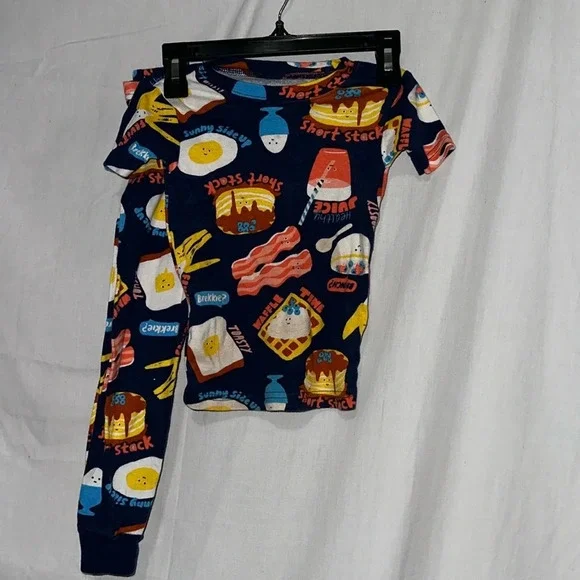 Carters 4T breakfast print (bacon, eggs, cereal, pancakes) pajama set