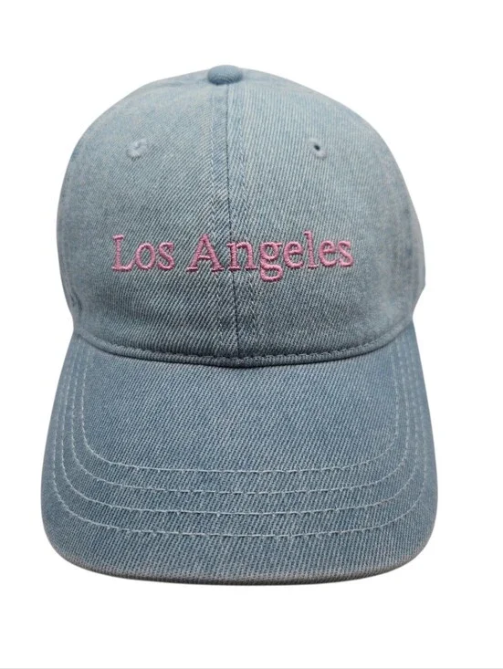 The Accessory Collective Womens Pink Embroidered Los Angeles Denim Hat