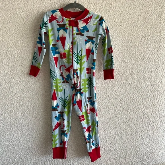 Hanna Andersson Toddler Gnome Christmas Winter Zipper‎ Pajamas Size 3T