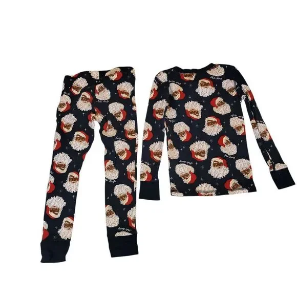 Old Navy Santa Print Kids Pajama Set - Navy and Red
