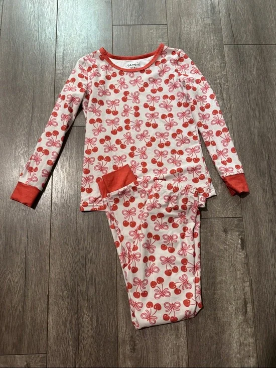 Remie girl cherries long sleeve pajama set 8