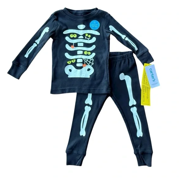 Carter's Glow-in-the-Dark Skeleton‎ Pajama Set NWT