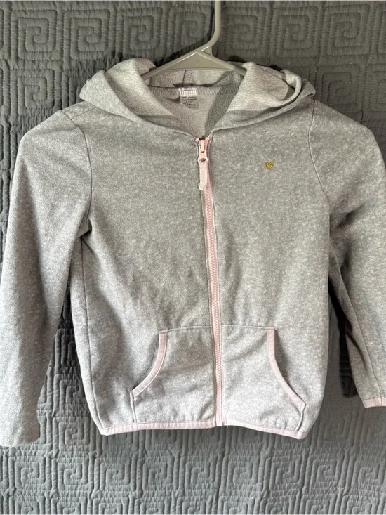 Carters Kid Full Zip Sweater Girls 6/6x Grey Gray Hoodie 100% Polyester