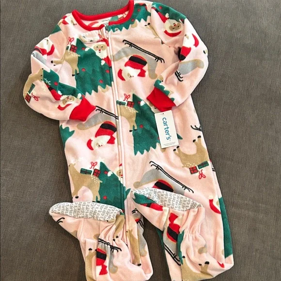 Carters Fleece Footie Pajama Christmas 3T NWT
