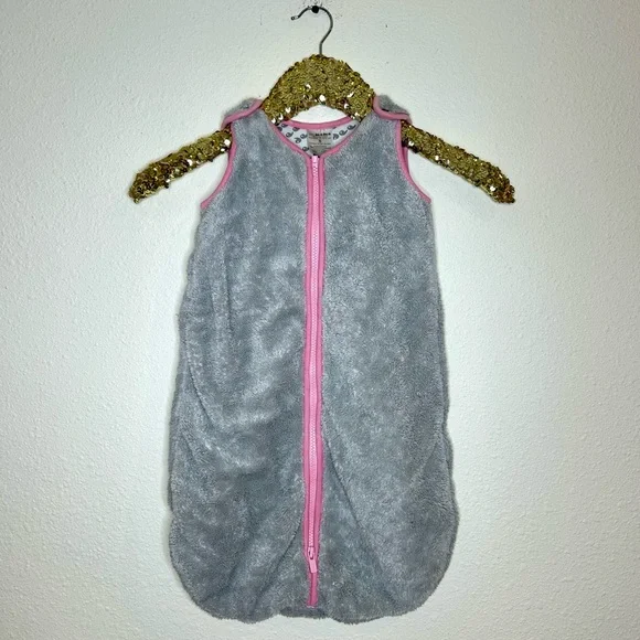 Baby Deedee Sleep Nest Plush Teddy Gray and Pink Infant Sleep Sack 0-6 Months