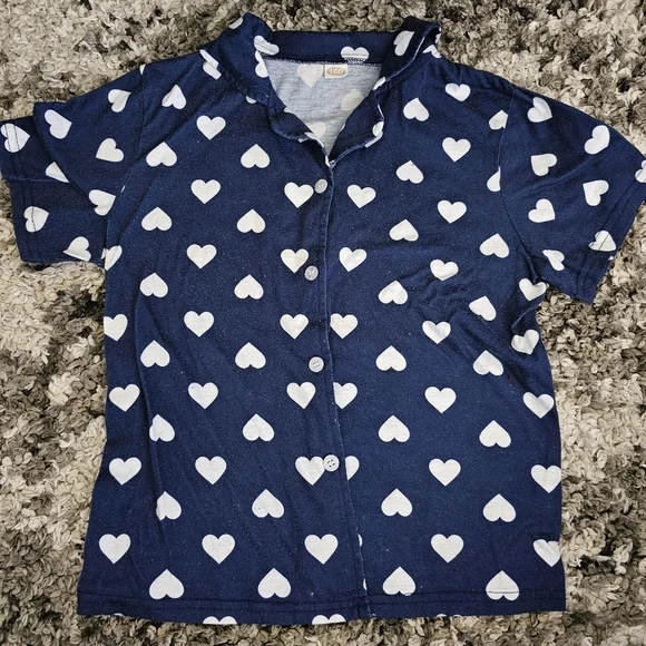 Girls Pj Heart Button Down Shortsleeve Top Size 160 ( 14-16) XL girls
