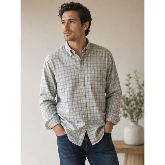 Gant New Haven Oxford Shirt Mens 3XLT Grey Blue Plaid Long Sleeve‎ Button Down