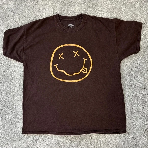 Nirvana Graphic T-Shirt Mens XL Brown Good