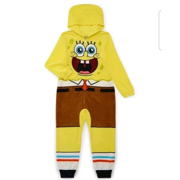 Spongebob Pajama Boys Size Small 6-7 Hooded Full Zip
