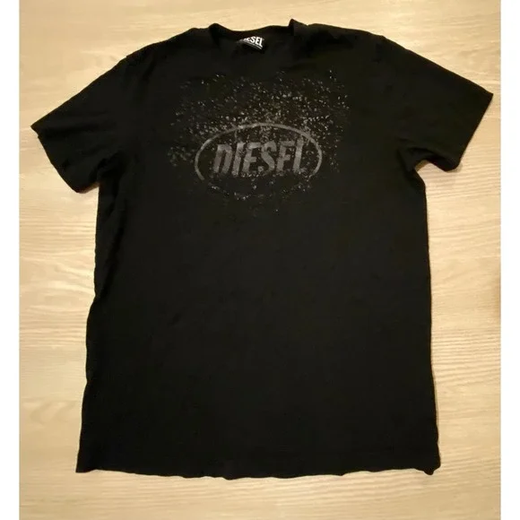Diesel T Diegor Frost Graphic Logo T-Shirt Mens Black Streetwear A17246