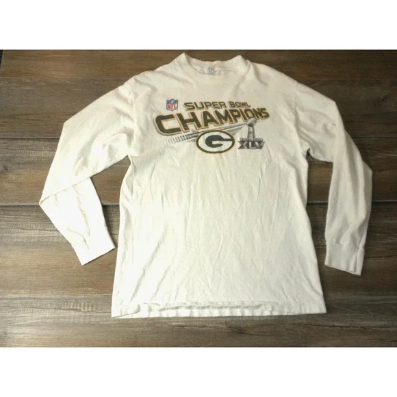 Alstyle Green Bay Packers T-shirt M White Super Bowl Champion XLV 2010 Football