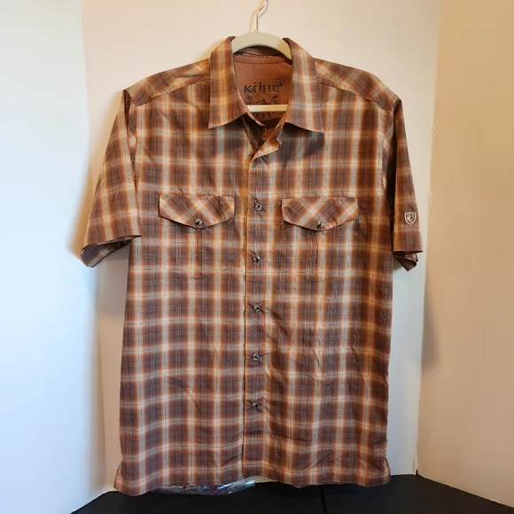 Kuhl Konquer Shirt Lightweight UPF 30 Sun Protection Casual Pearl Snap size Med