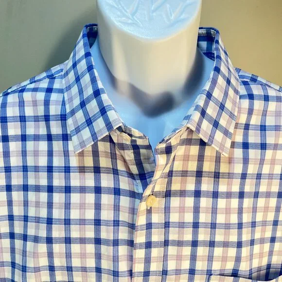 🧵 UNTUCKit Men’s White/Blue/Lavender Long Sleeve Shirt 3XL XXXL EUC 🔥