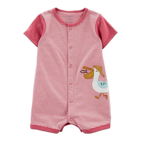 3/$10 🛒🛍️ Carter's Baby Carter's Pelican Snap-Up Romper Red & White Size 12 M