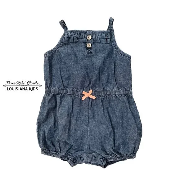Carter's 6m Chambray Ruffle Bubble Romper