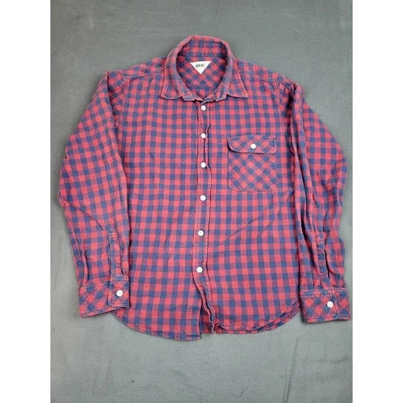 RHC Ron Herman Flannel Shirt‎ Mens Small Red Buffalo Check Plaid Lightweight