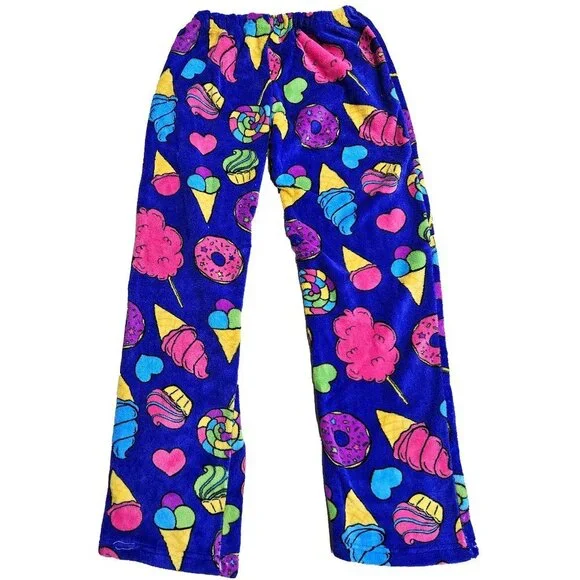 Girls' Plush Pajama Pants, Size Junior Small, Donut Print