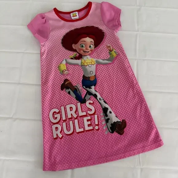 Y2K Disney Toy Story Girls 6 Jessie Cowgirl Nightgown Pajama Pink Girls Rule