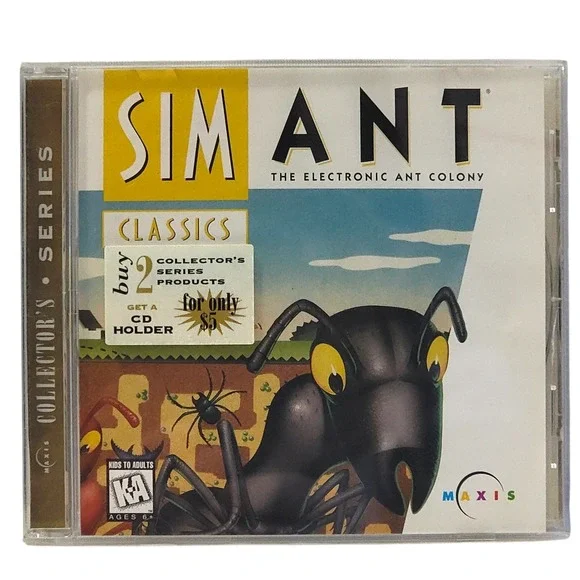 VTG 90s SimAnt Electronic Ant Colony‎ PC Mac Game CD-ROM Maxis Collectors Series
