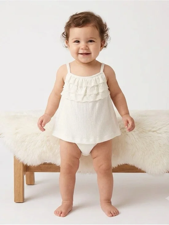 Carter's White Baby Girl Ruffle Tank Dress
