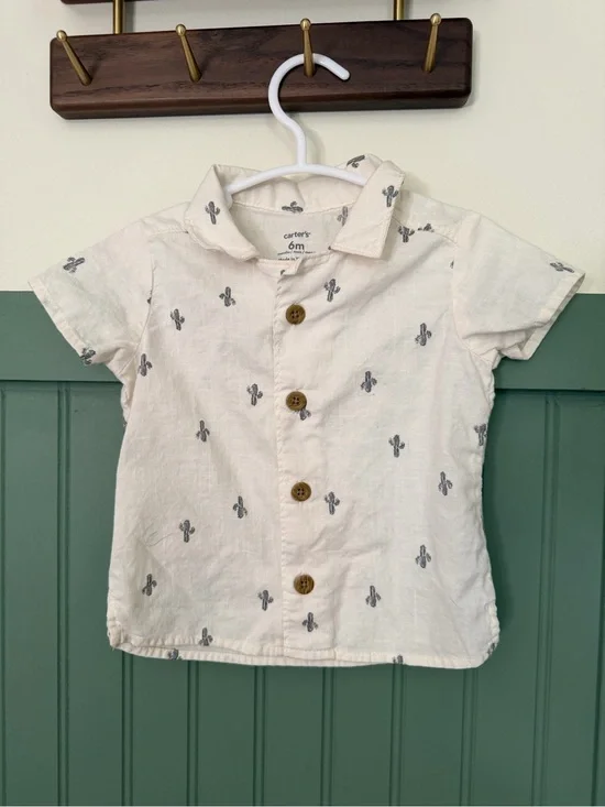 Carter's Cream Cactus Button-Up Shirt - 6M