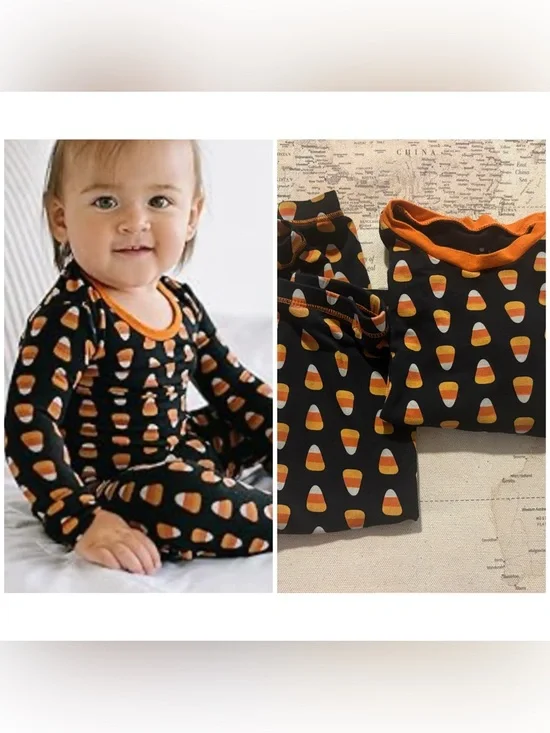 Kickee Pants Spooktacular Pajama Set Size 2T “Midnight Candy Corn”
