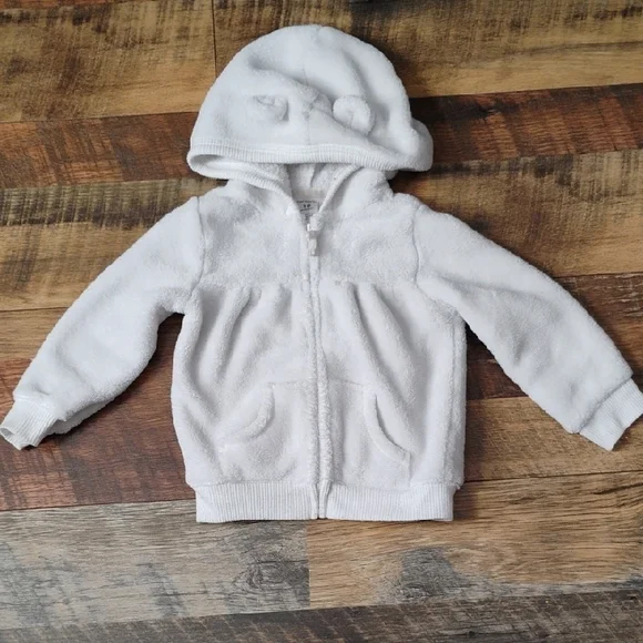 18 Month Boys Carter's White Zip-Up Hoodie