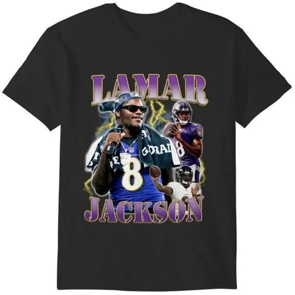 Lamar Jackson 90s Style Bootleg Shirt Baltimore Ravens NFL Football 90