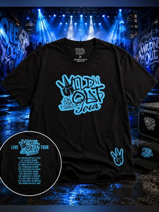 Wild ’N Out Tour Graphic Tee 2XL Black MTV Nick Cannon Hip Hop Shirt