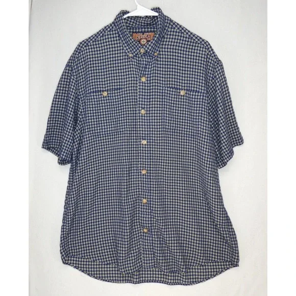 Duluth Trading Shirt Mens Sz‎ L Button Down Short Sleeve Plaid Lightweight