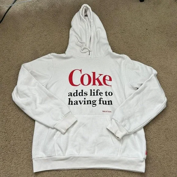 Vintage White Coke x Brixtn hoodie with red accents‎