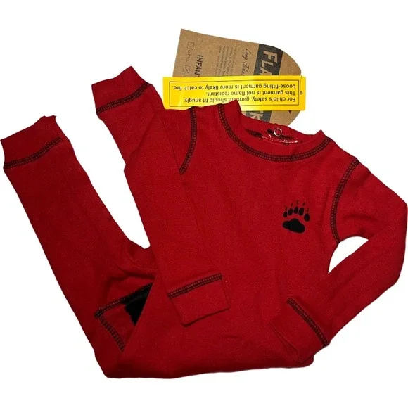 Lazy One 12 Mos Red Bear Bum Baby 1pc‎ Sleeper Cotton Flap Jacks Lake Tahoe NWT