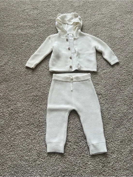 Carter's Cream Knit Hooded Cardigan Set NWOT