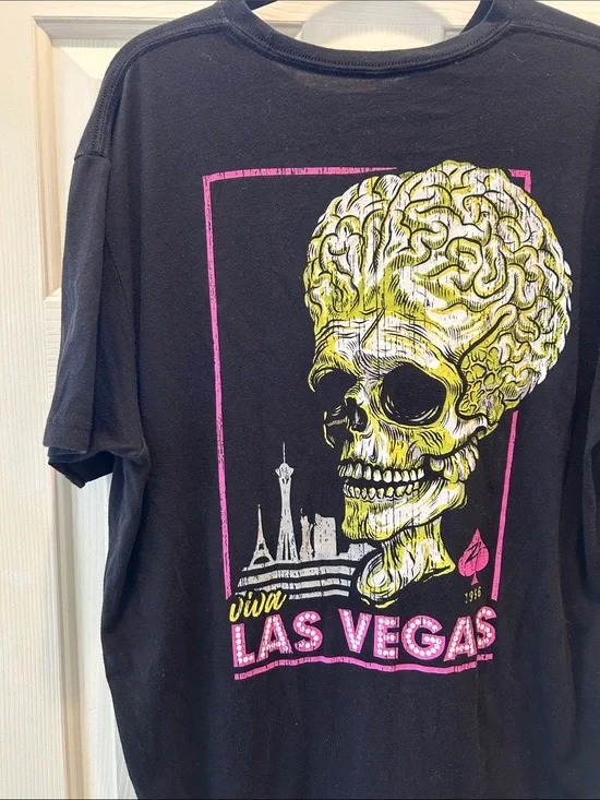 Zero Foxtrot Viva Las Vegas Brain Skill Graphic T-Shirt Black Mens XL